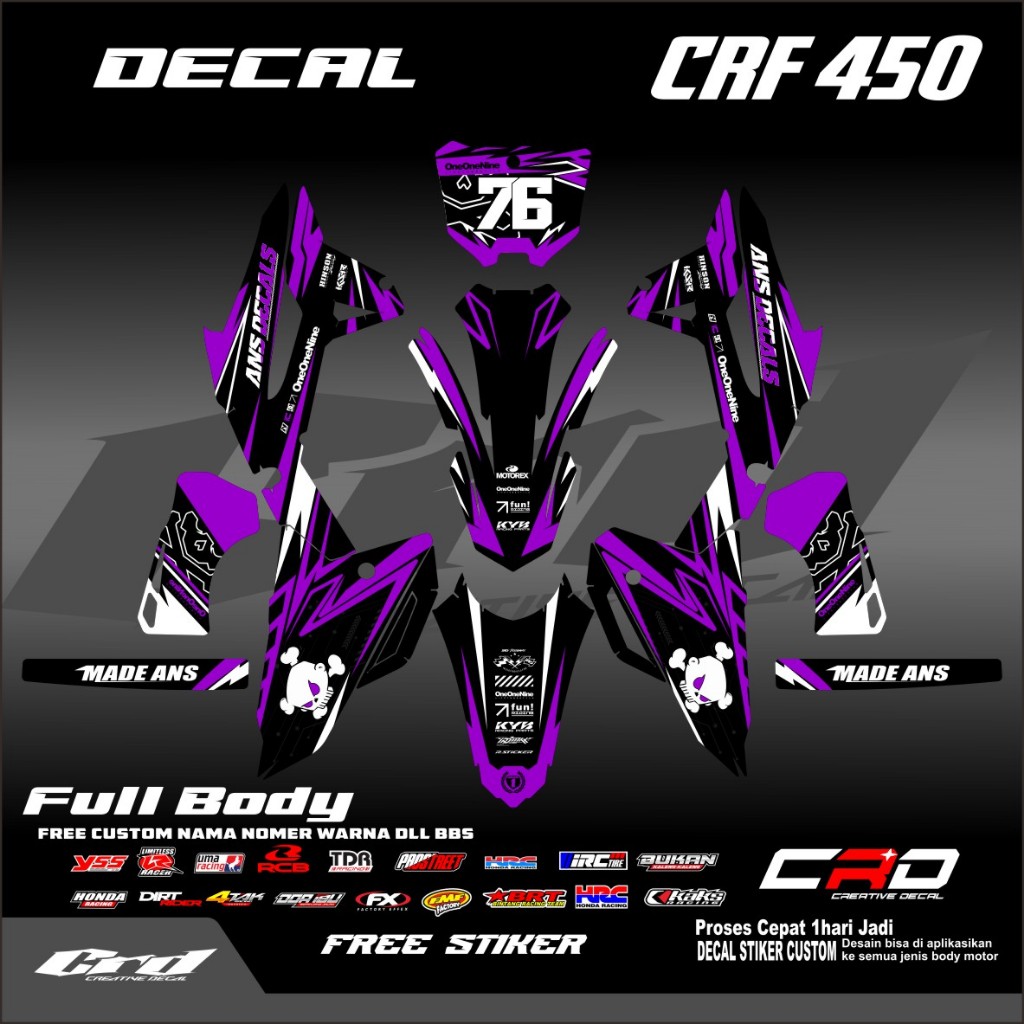 DECAL CRF 450 DECAL CRF 450 FULL BODY BISA REQUEST FULL BODY DECAL CRF 450