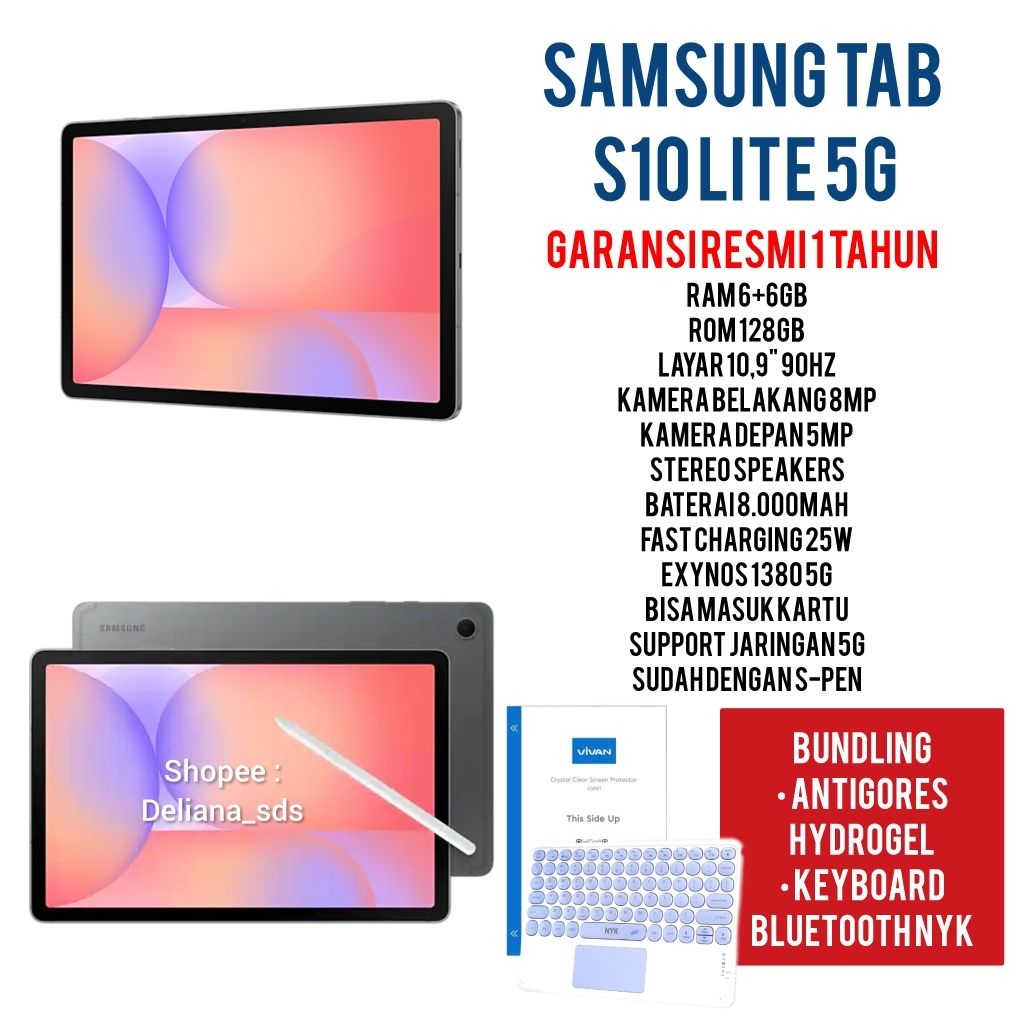 Samsung Tab S10 Lite 5G 6/128 Garansi Resmi 1 Tahun Samsung Tab S10 Lite 6/128 Tab Samsung S10 Lite 