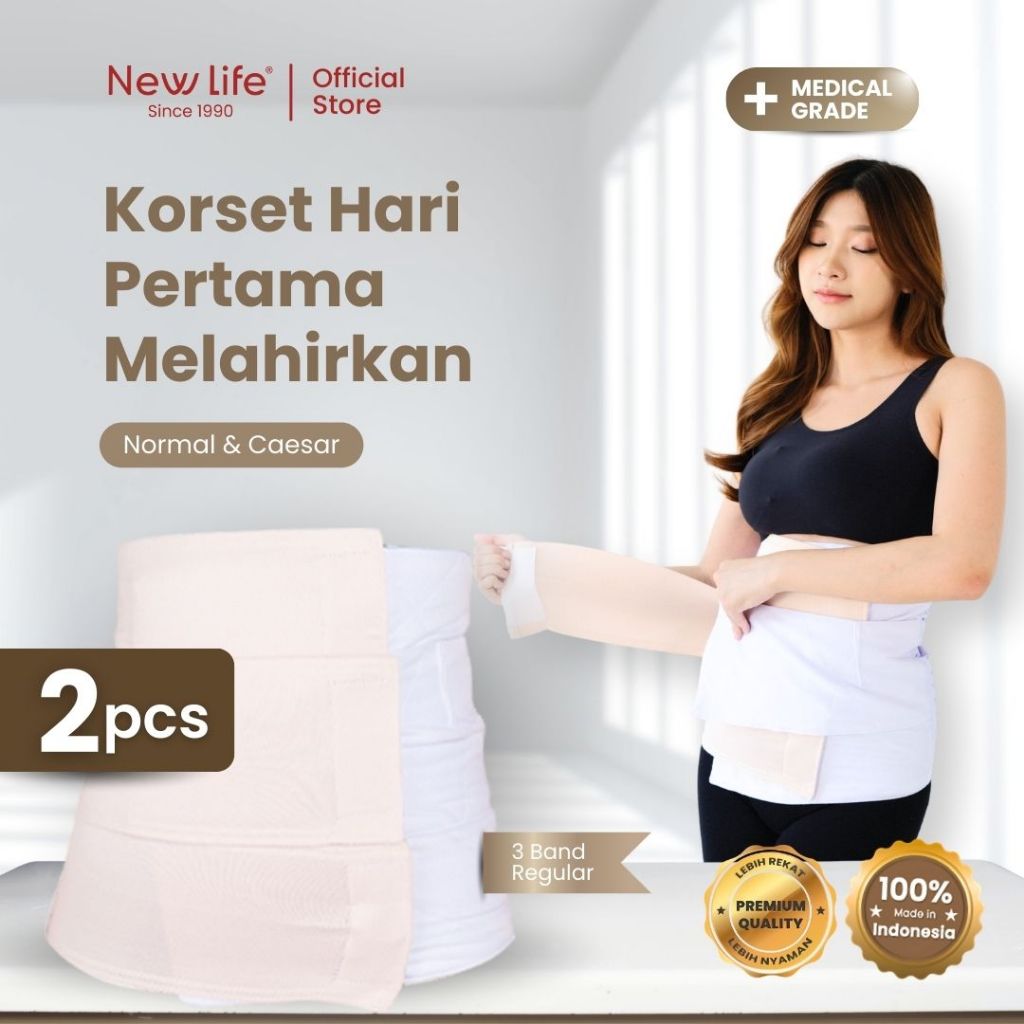 Korset New Life 2 Pcs 3 Band Korset Reguler Korset Pasca Melahirkan Postpartum korset melahirkan set