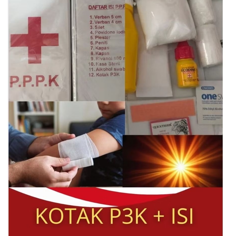 Kotak P3K isi 12 macam / P3k komplit / Kotak p3k PMI Mobil