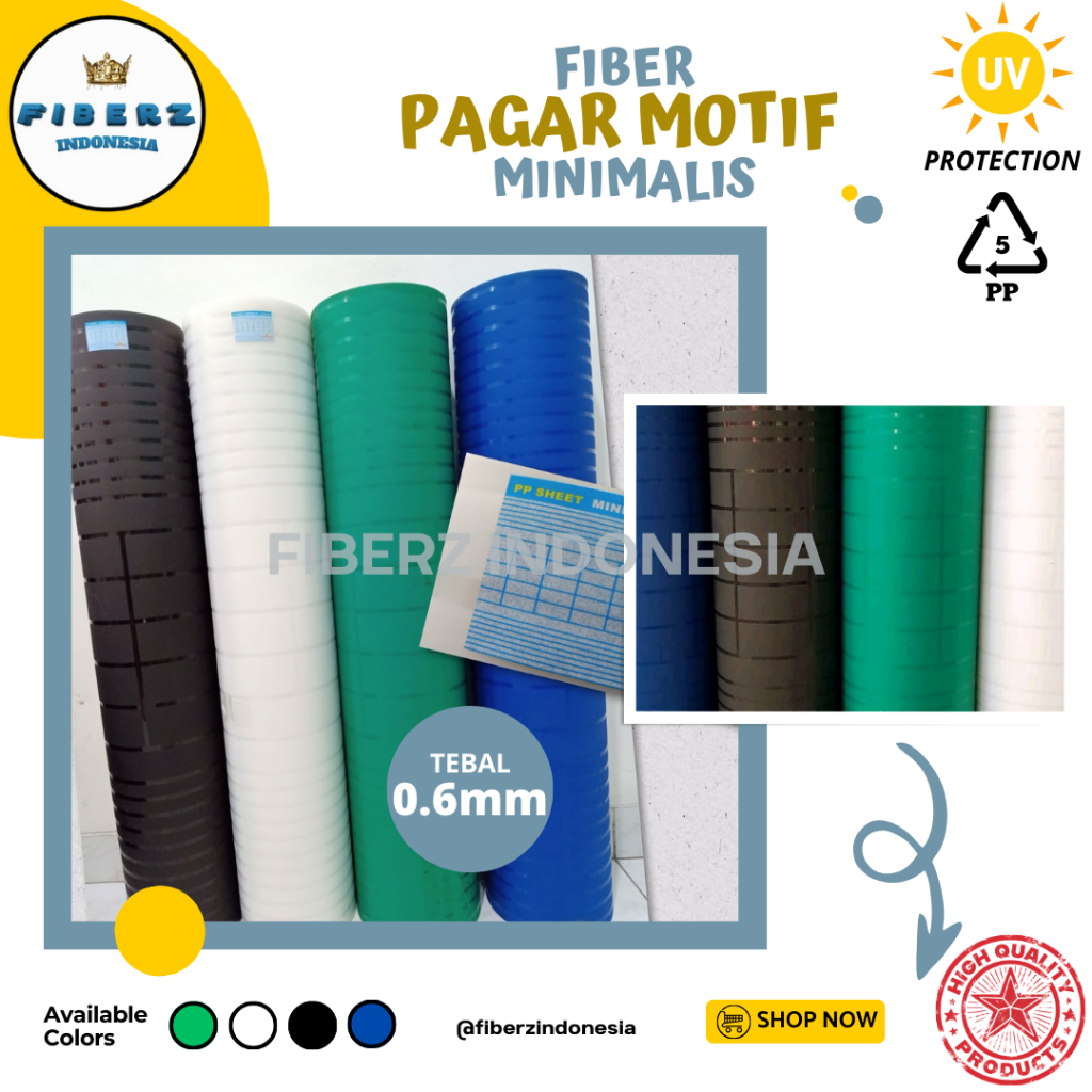 FIBERZ - Fiber Plat - Viber - Fiber Plastik Penutup Pagar Motif MINIMALIS Meteran