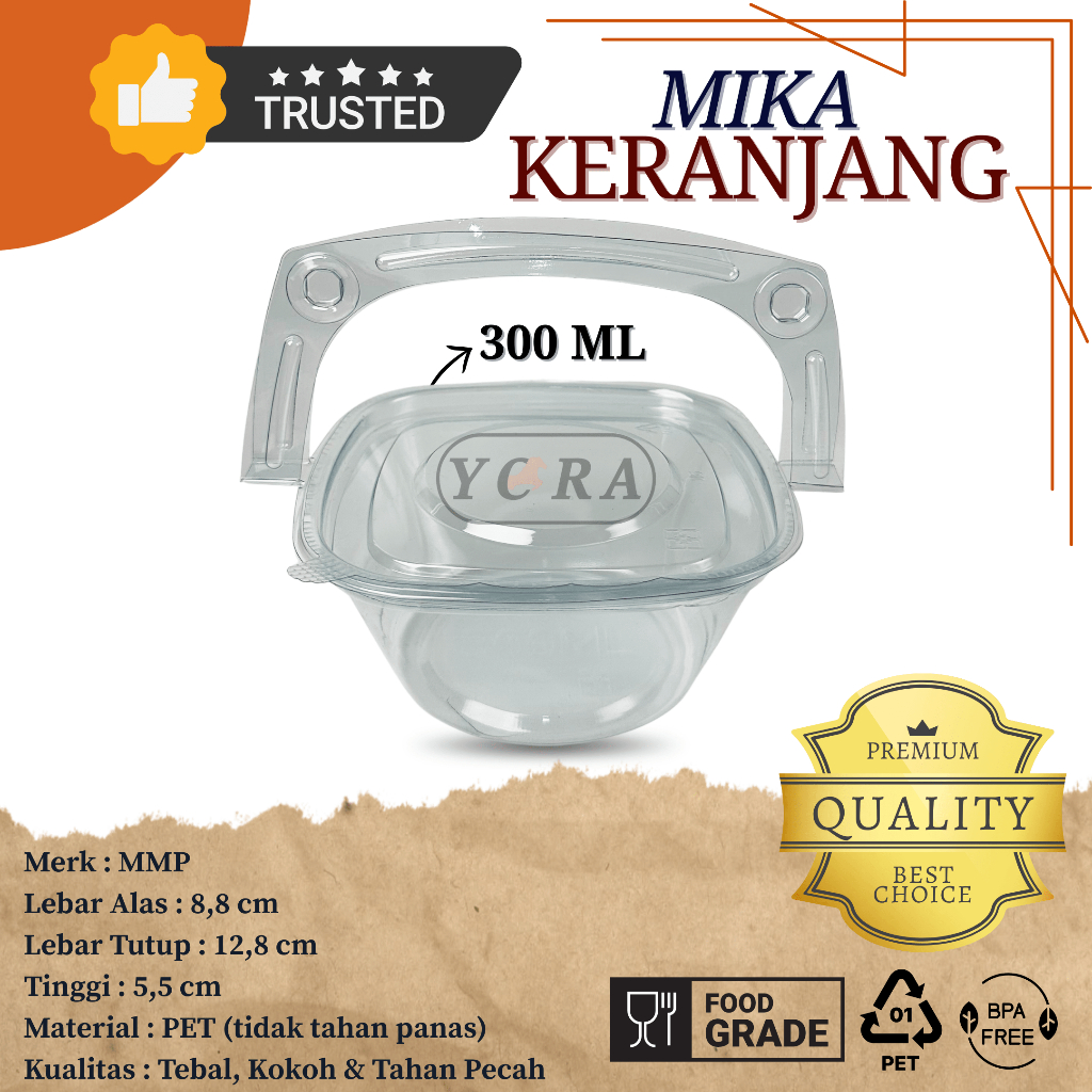 PAKET HEMAT MIKA KERANJANG 300 ML + TUTUP / TRAY KRANJANG PUDING/ MIKA KUE / BOX NASI KUNING / MIKA 
