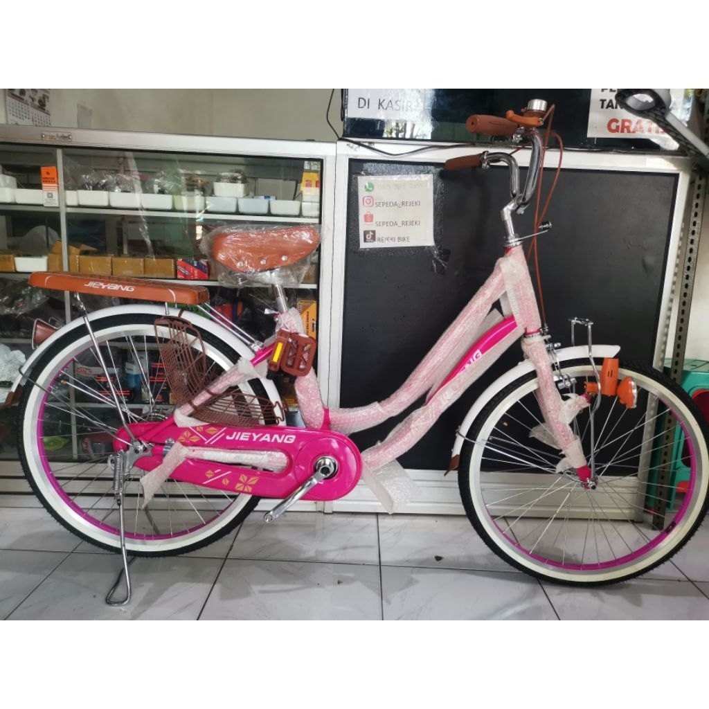 SEPEDA MINI 24 JIEYANG Keranjang FRAME TEBAL, BONCENGAN, LAMPU KINETIK,