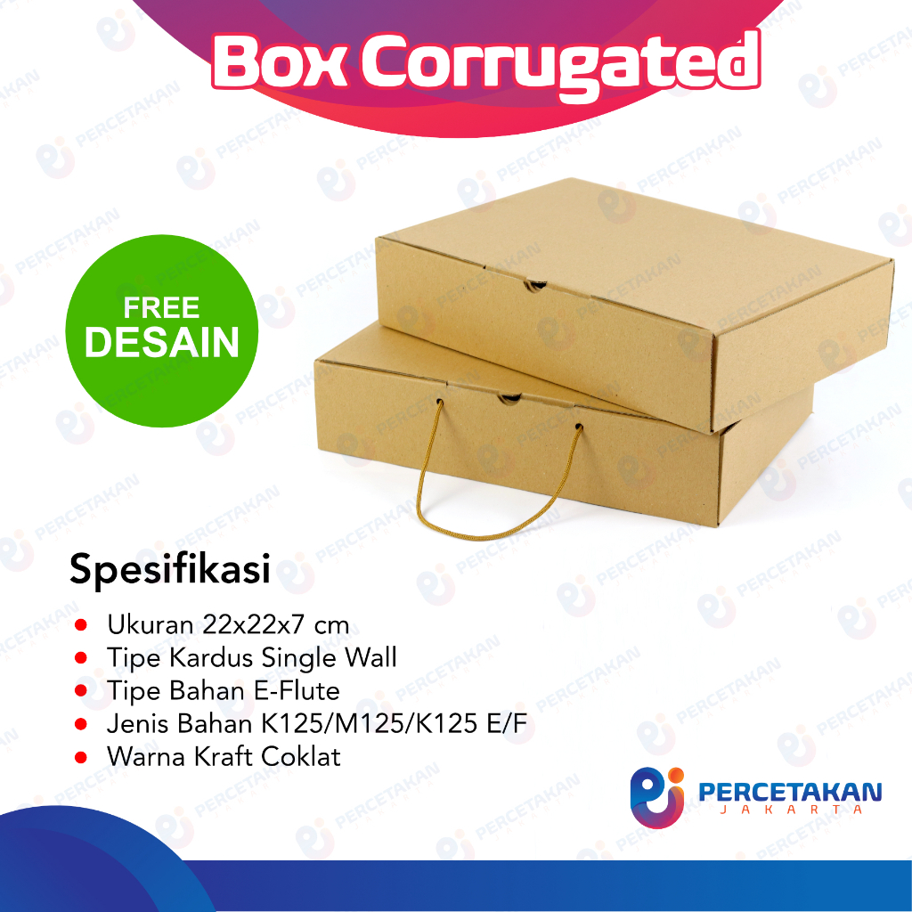 Box Catering 22x22x7 CM Sekat | Dus Nasi Sekat Kuncian Depan | Kardus Corrugated Sekat Tanpa / Denga