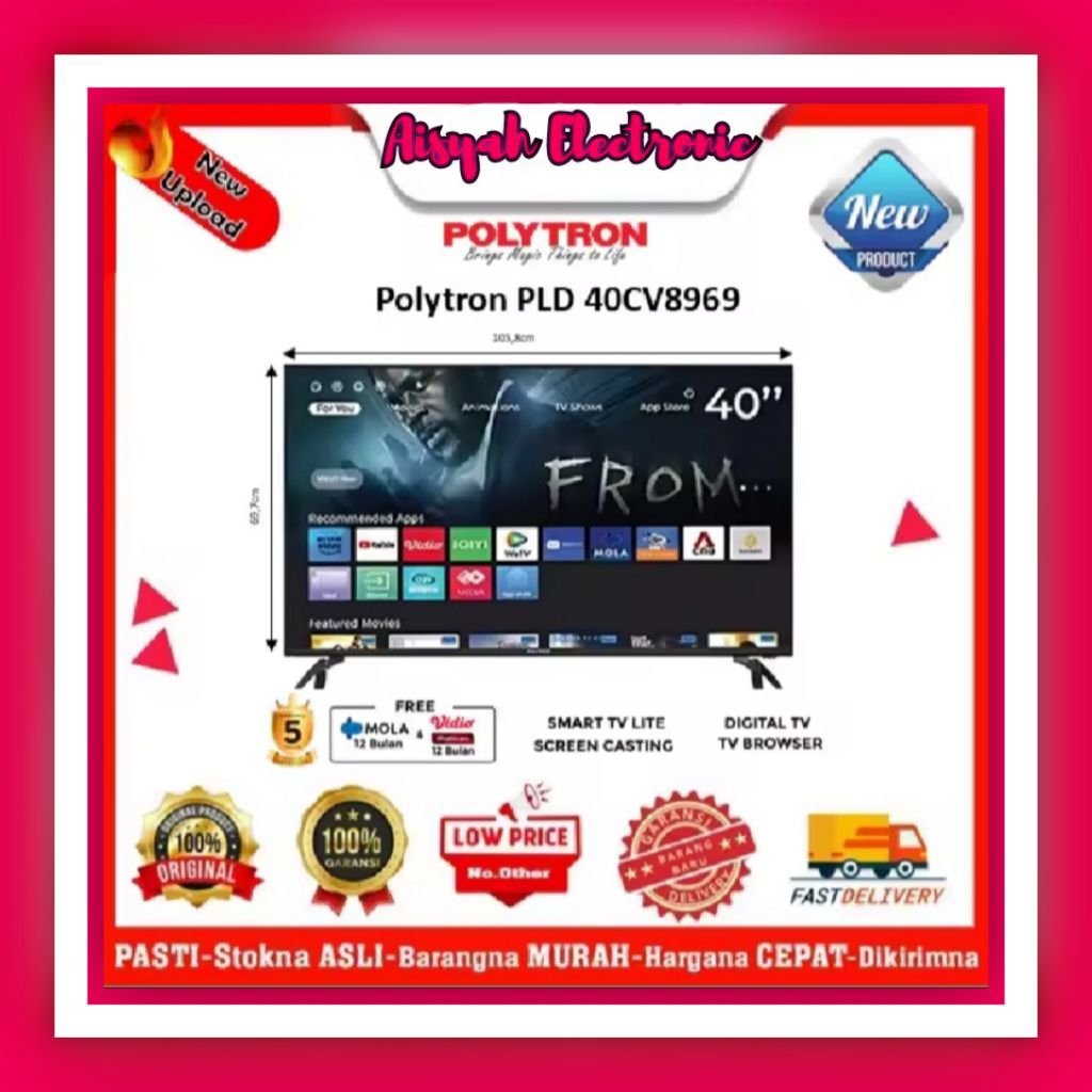 PROMO SMART TV POLYTRON 40 INCI FHD 40CV8969 GARANSI 5 TAHUN