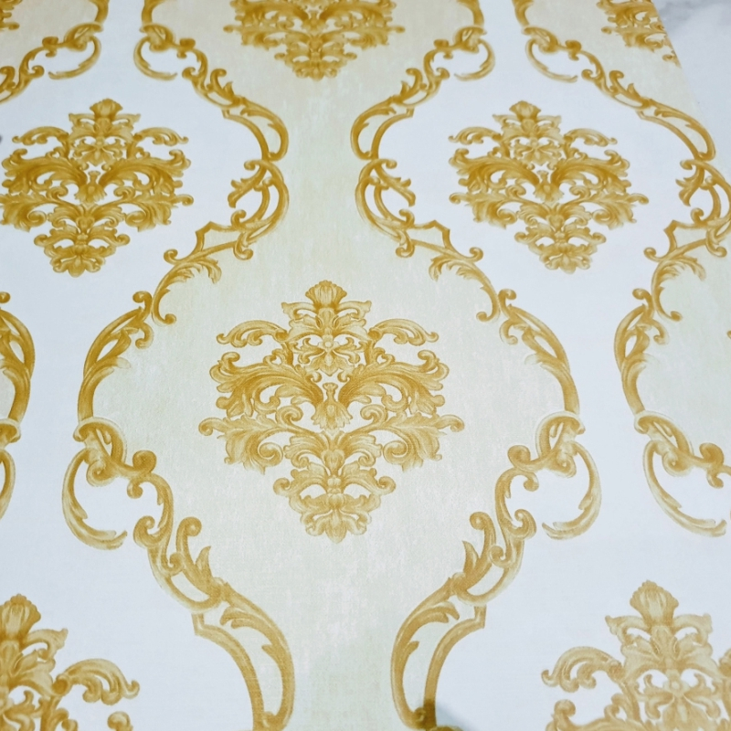 DTG Wallpaper dinding motif batik cream coklat 45 x 8Meter  Wallstiker ruang tamu CY1175