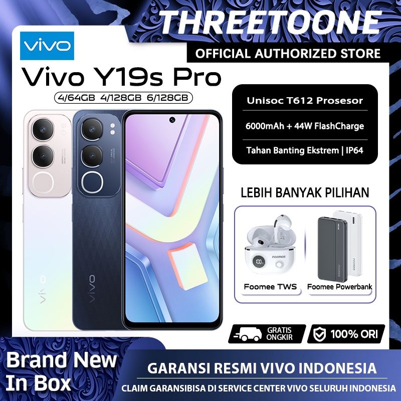[Official Store] Vivo Y19s Pro (4/64)(4/128)(6/128) 6000mAh Battery,44W Flashcharge,Vivo Indonesia