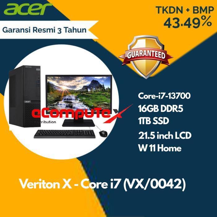 Acer Veriton X (VX/0042) - Core i7-13700, 16GB DDR5, 1TB SSD, 21.5 inch LCD, W11 Home, TKDN Garansi 