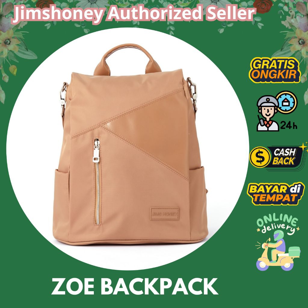 JIMS HONEY ZOE PLUS BAG tas gendong cewek backpack wanita anti air anti maling parasut muat banyak p
