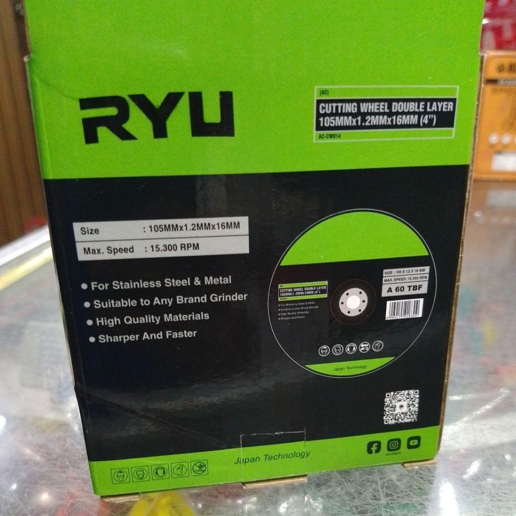 Batu gerinda potong 4" Ryu Tekiro - 1 pak isi 20 pcs - cutting wheel