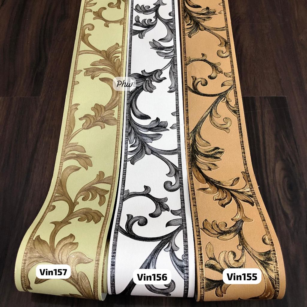 Wallpaper Border List Pembatas Wallpaper Dinding Klasik Hijau,Coklat,Putih Vin