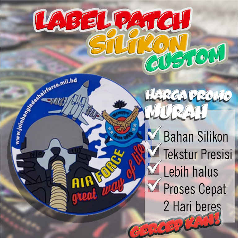 Label Patch Silikon 3D Unik Murah Cepat di Bandung desain 3D buat aksesoris baju emblem kaos jersey 