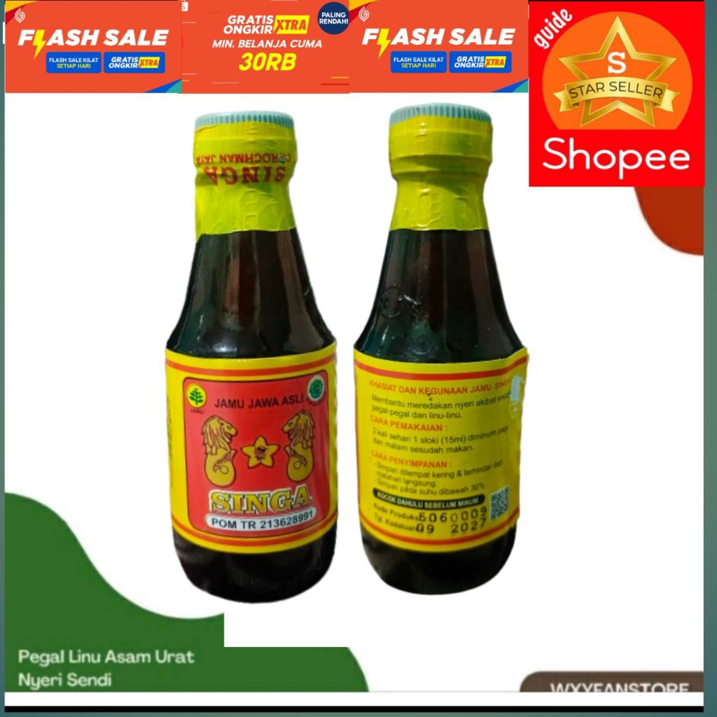 Jamu Singa Cap Dua Singa Botol Kaca 100% 0riginal BPOM
