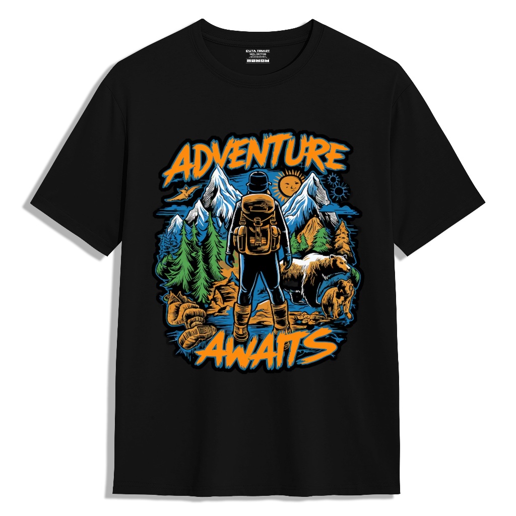 Kaos Advanture Awaits - Kaos Pria Kain Katun Premium Cotton Combed 24s