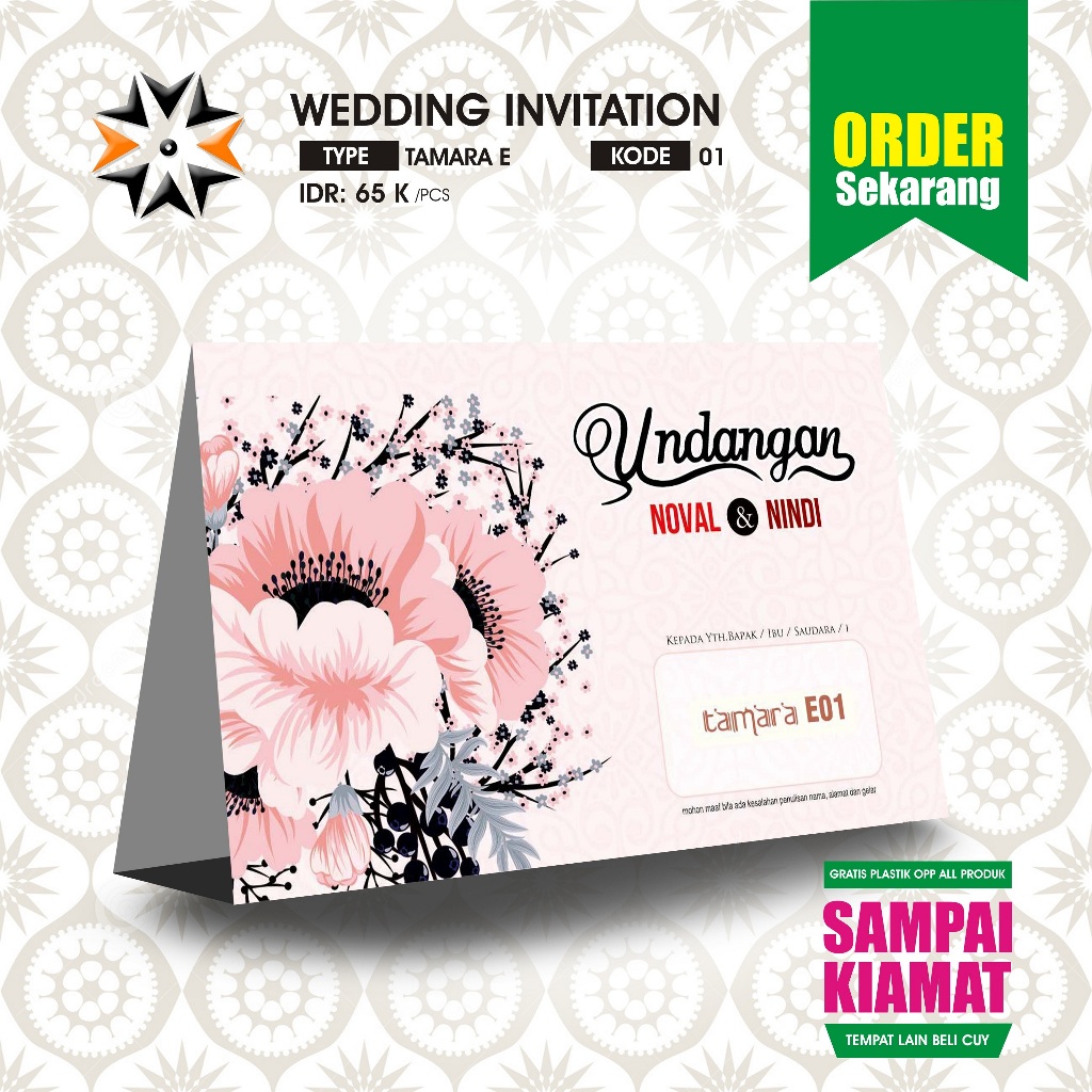 Undangan Pernikahan / TAMARA E 01 / Gratis Plastik OPP / Blangko Undangan Kosongan