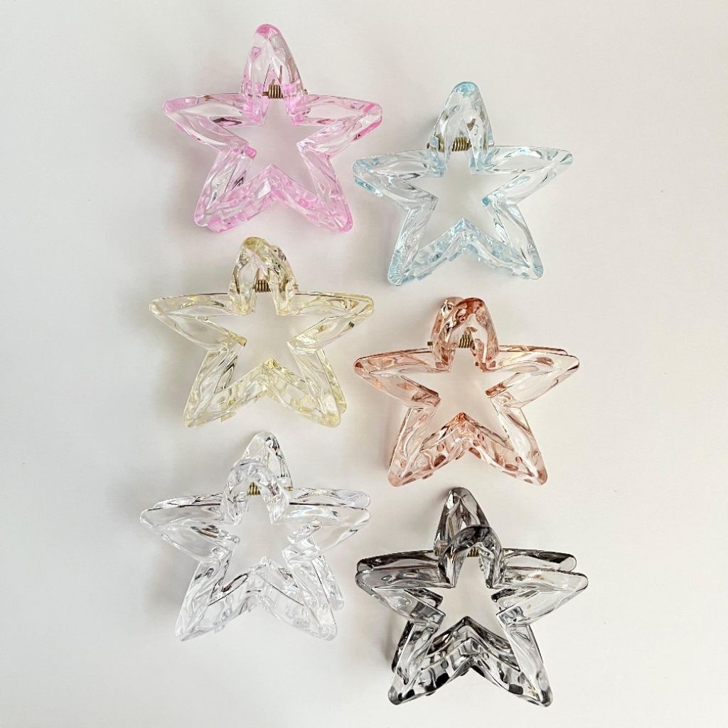 [7CM] STAR HAIR CLAW JEPIT RAMBUT BINTANG TRANSPARAN KEP RAMBUT BINTANG