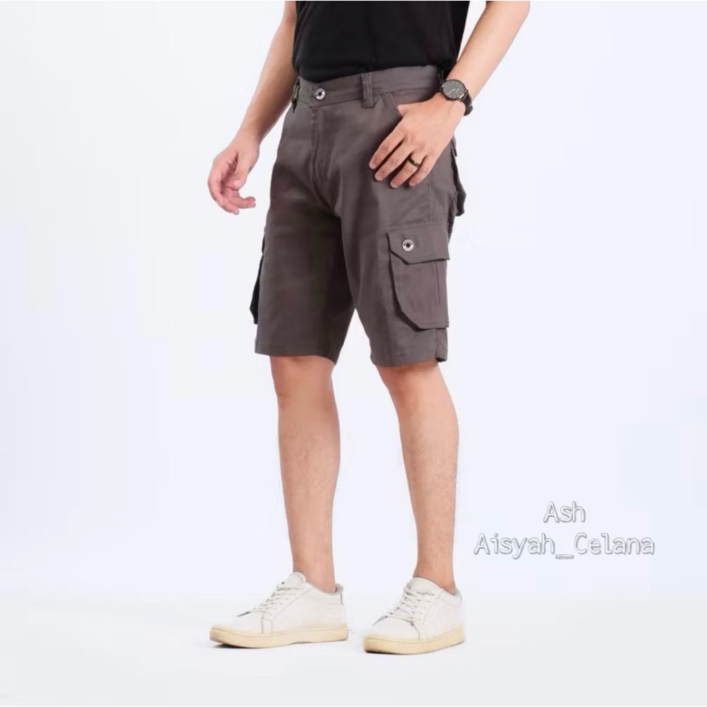 CASTLE CLASH Haiking Short Cargo Pants Celana Kargo Pria Premium Bahan Katun Twill Stretch