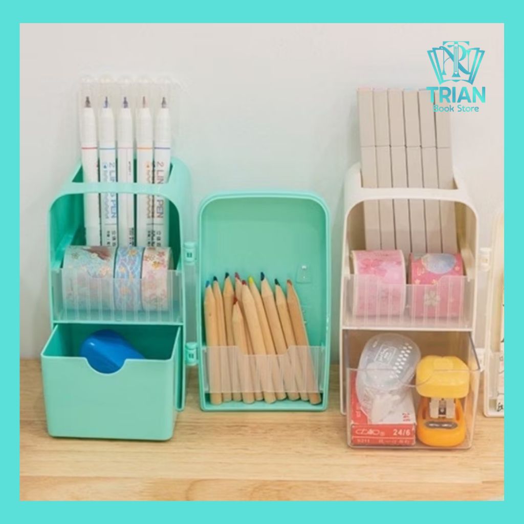 STORAGE BOX AESTHETIC BENTUK KULKAS KOTAK LACI MINI SERBA GUNA STATIONARY STATIONERY ALAT TULIS MAKE