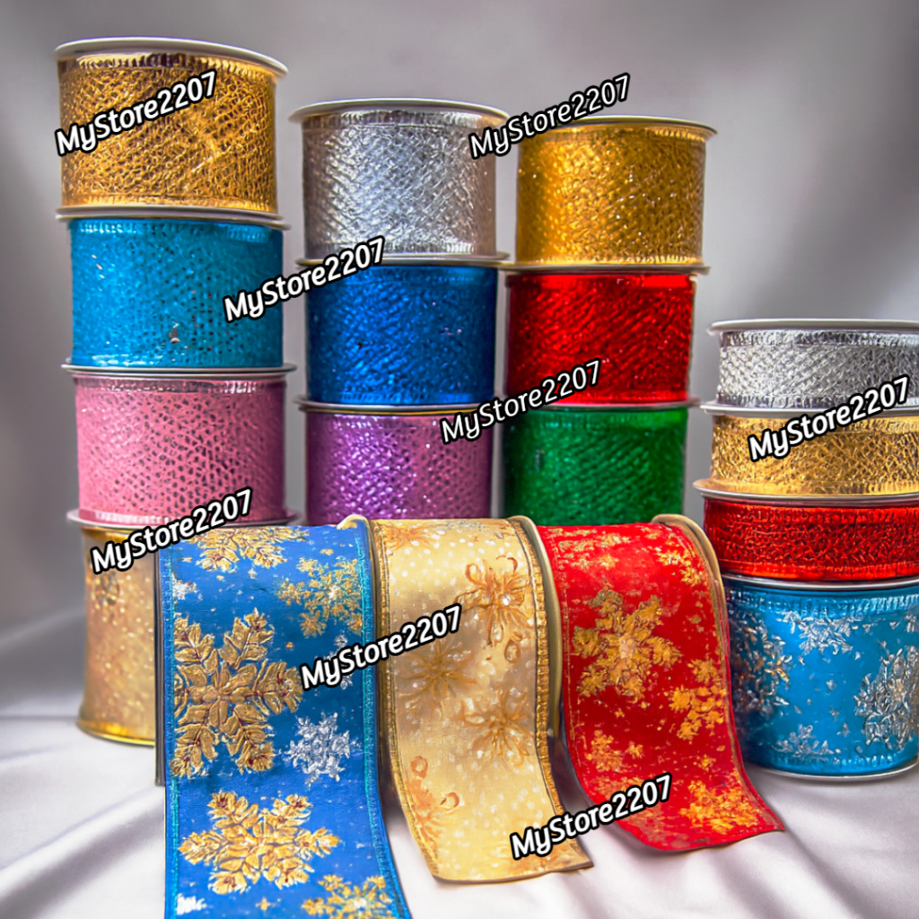 Pita Roll Natal Warna Warni / Pita Jaring Roll / Pita Glitter Natal / Pita Hampers Natal PREMIUM