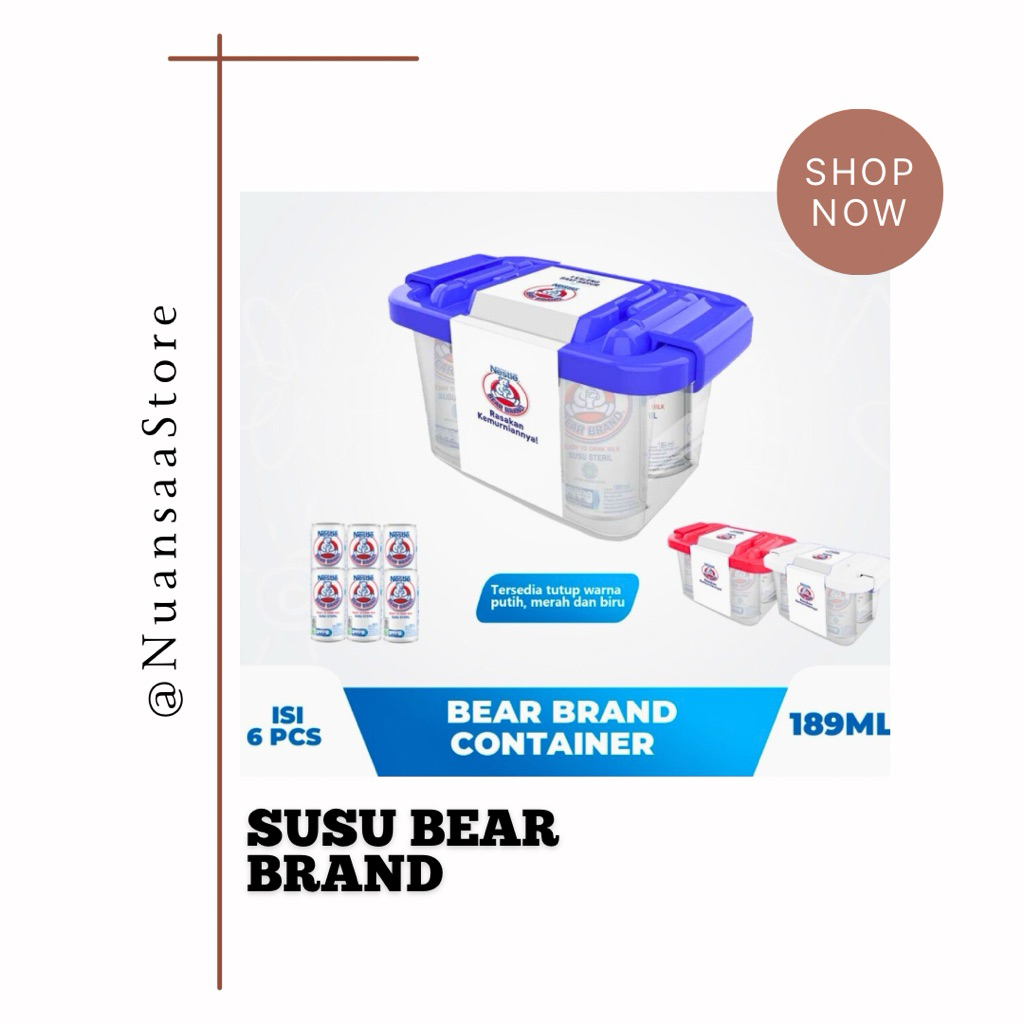 Bear Brand Susu Steril 189ml 6pcs FREE CONTAINER BOX