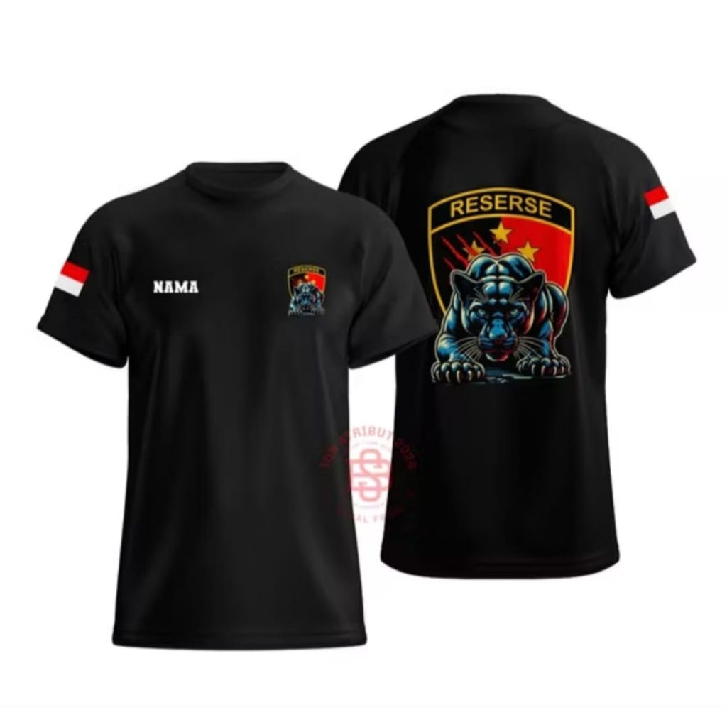 KAOS HITAM RESERSE Motif Macan Kumbang Baju Pria Unisex Distro Polisi