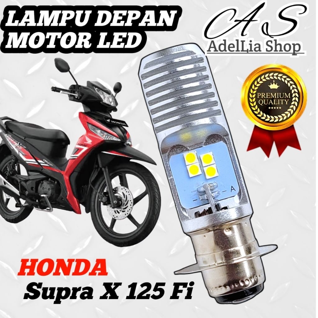 Lampu Depan Motor Honda Supra X 125 Fi LED Putih Ac/Dc 12Volt Pengganti Dop/Bohlam Standart WrT19