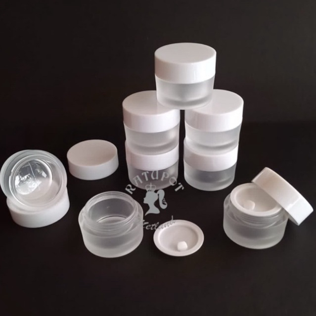 pot 10 gr acrilic frosted tutup putih