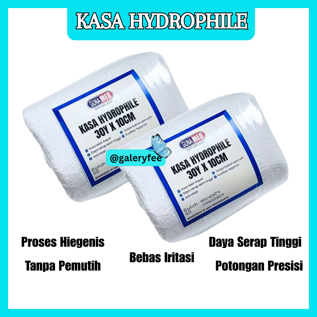 Kain Kasa Gulung Gunamed 30 Yard x 10 Cm Pembalut Perban Hidrofil Luka Steril Kassa Roll Plester