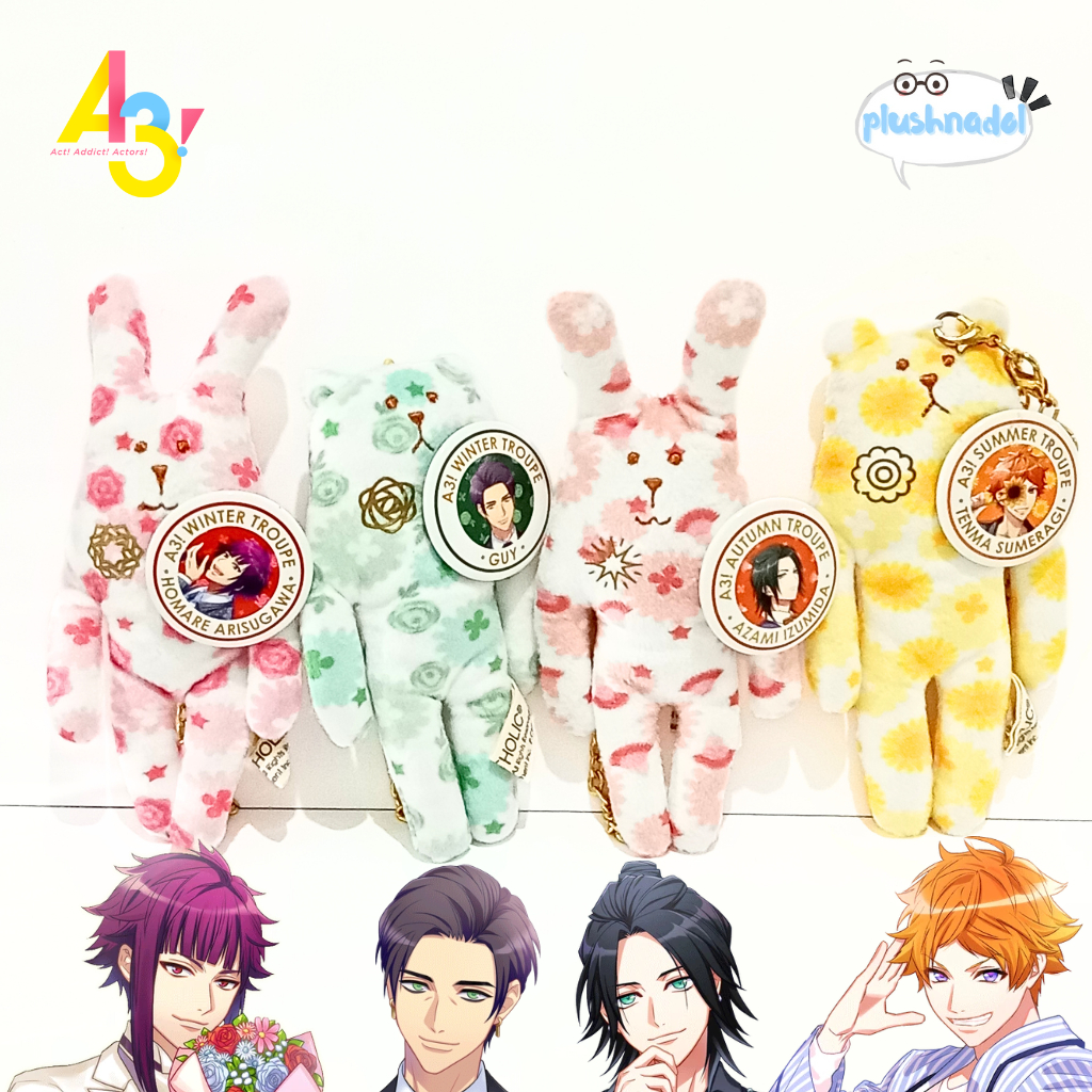 Craftholic x A3 Act Addict Actor Plush Mascot w/Can Badge Official - Homare, Guy, Azami & Tenma