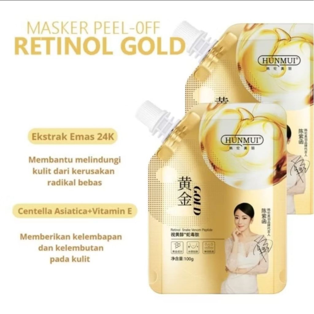 Hunmui Retinol Masker Gold Anti Aging Peel Of Masker Collagen Penghilang Flek 100gr