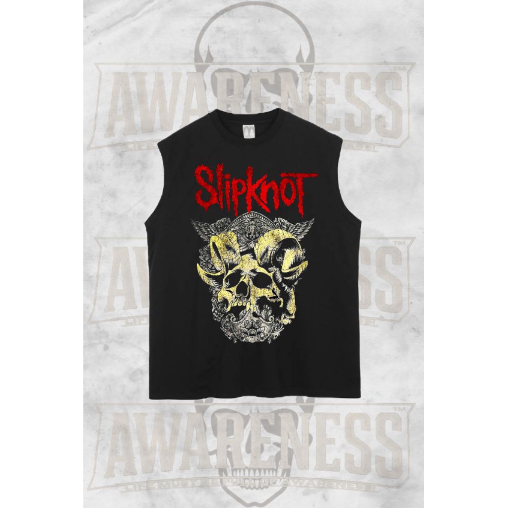 AWARENESS- Tshirt singlet lekbong pria kekinian SLIPKNOT hitam keren(2)