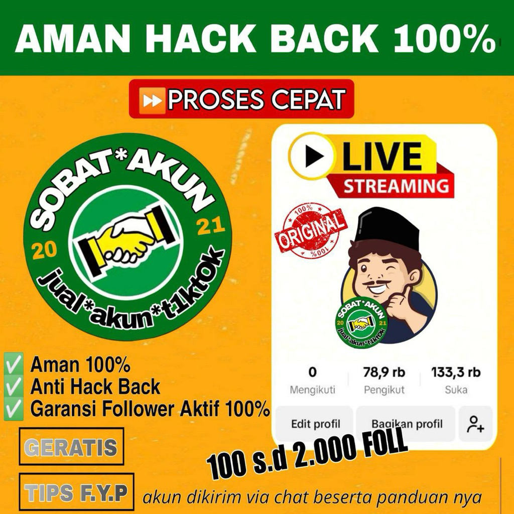 Jual Akun TikTok Garansi Anti Hack Murah  Bisa Live Dan Keranjang Kuning Terlaris