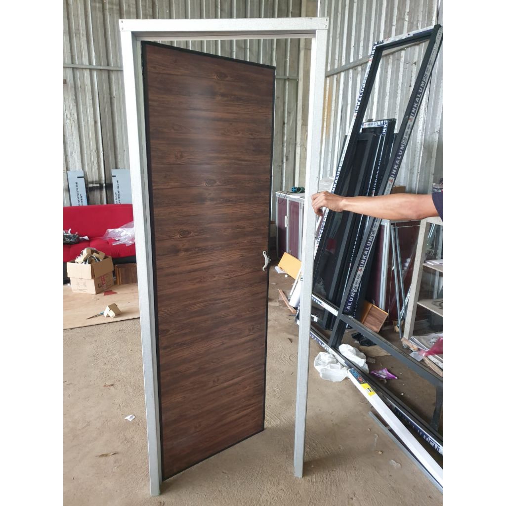 Pintu Kamar Mandi.Kusen hollow Baja Ringan.Daun Plafon PVC.murah