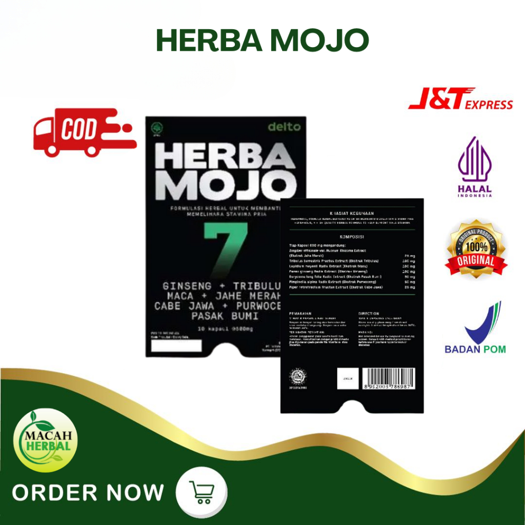 Herbamojo Blister - Suplemen Herbal Stamina Pria Gagah Perkasa Original - 100% Tahan Lama