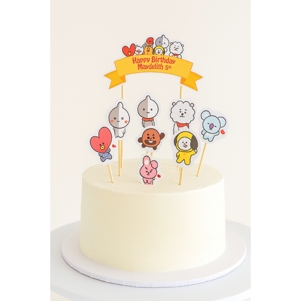 topper cake hiasan kue set custom BT21 Bts bisa isi tulisan