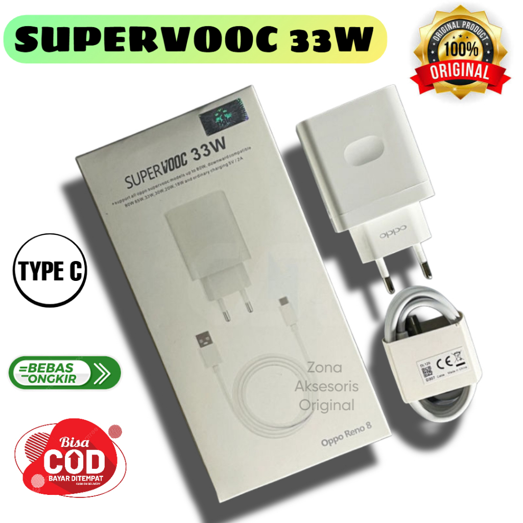 Charger Oppo Type C Fast Charging Original A78 A77s A57 A58 A96 Reno 8 7 8T Casan Cas Hp Typ C Ori