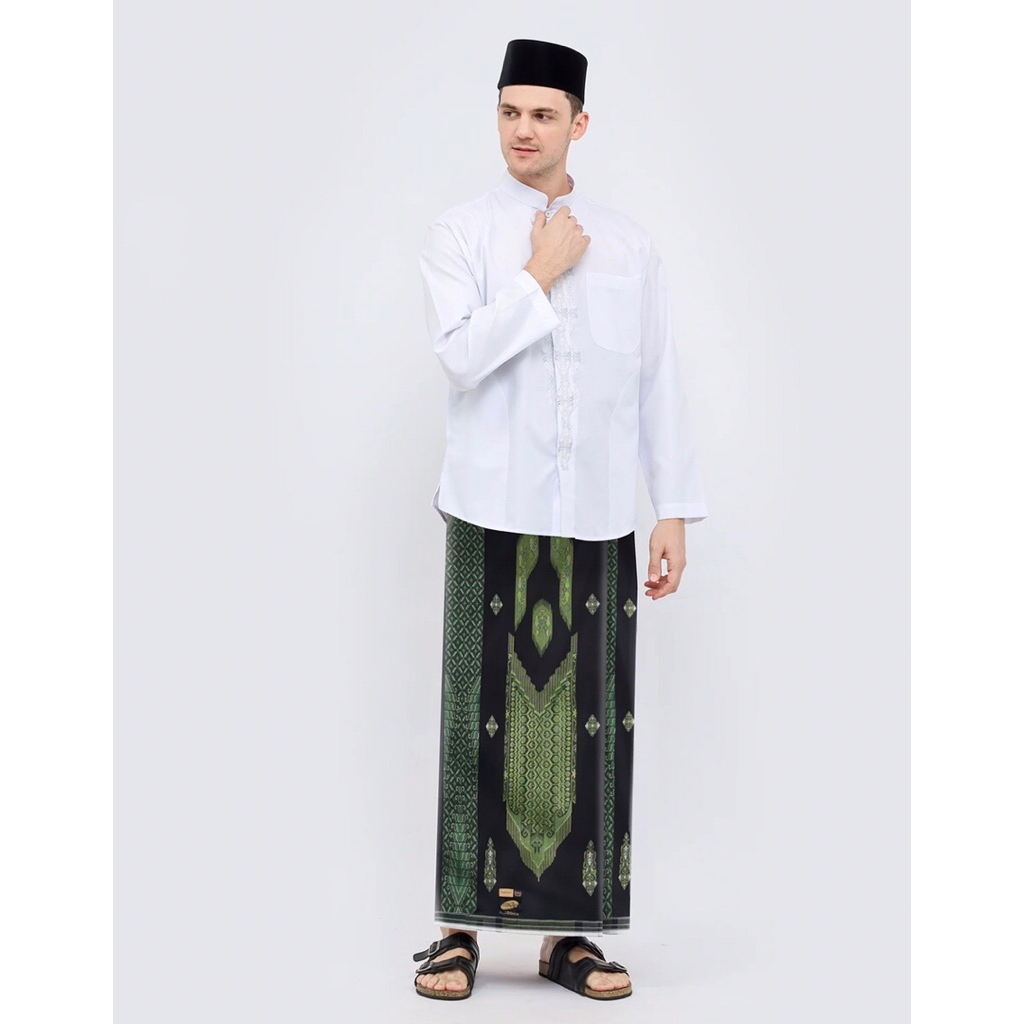 Sarung ATLAS Super Premium 980 Motif A9 JGL Hitam Hijau Bisa Seragam