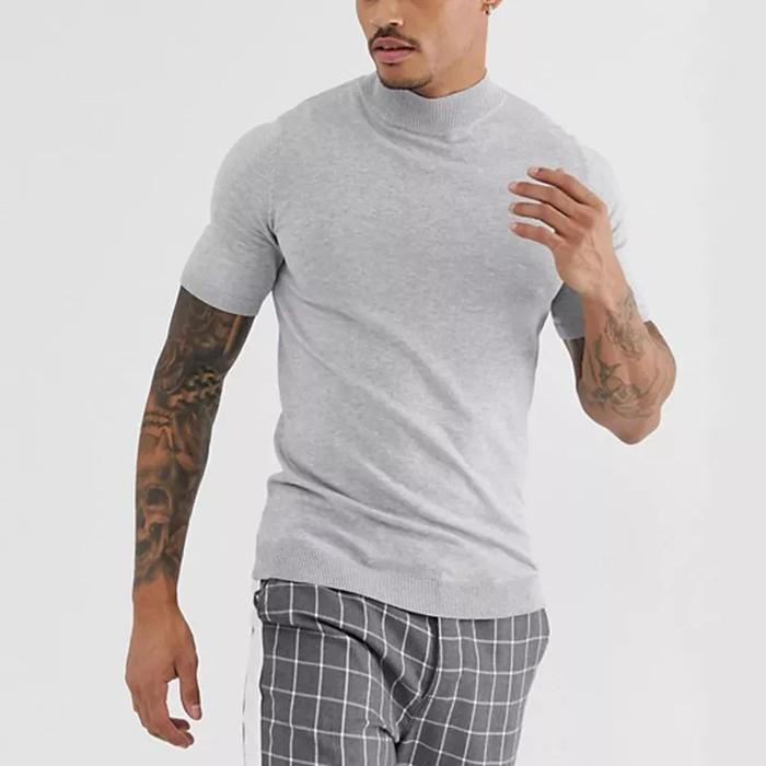 TURTLENECK LENGAN PENDEK ( ABU ) kaos leher tinggi pria baju korea