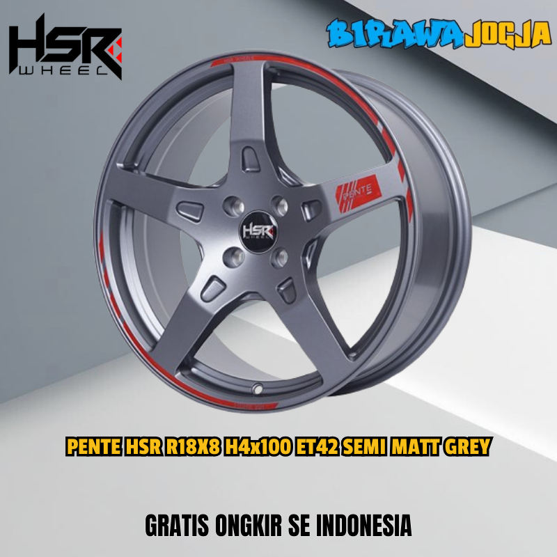 promo Velg mobil ring 18 pcd 4x100 untuk Rocky, Raize, Fronx HSR Pente Grey R18 lubang 4