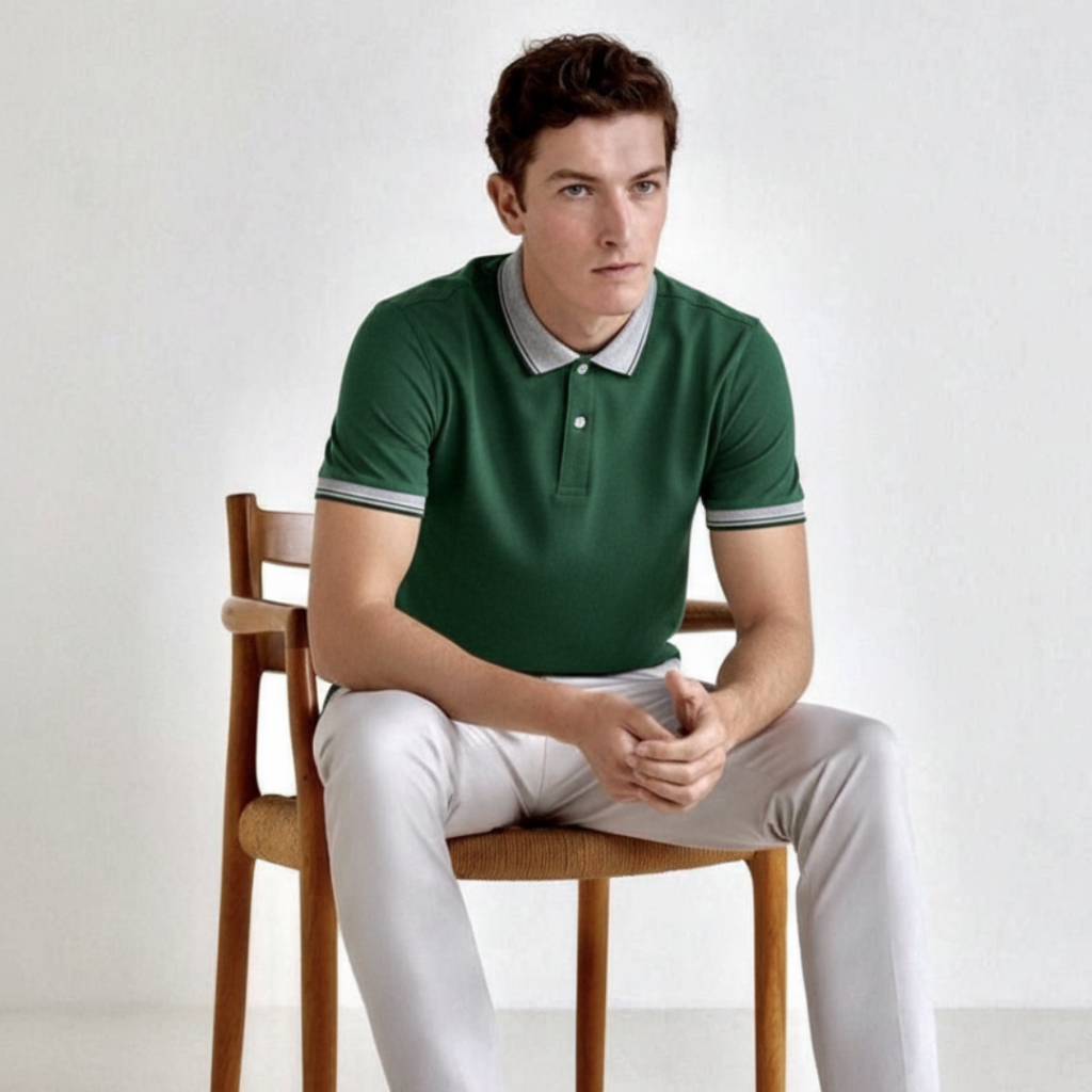 T-shirt Kerah Polos Kombinasi Lengan Pendek Pria Dewasa Terbaru Baju Kerah Wangki Cowok Keren