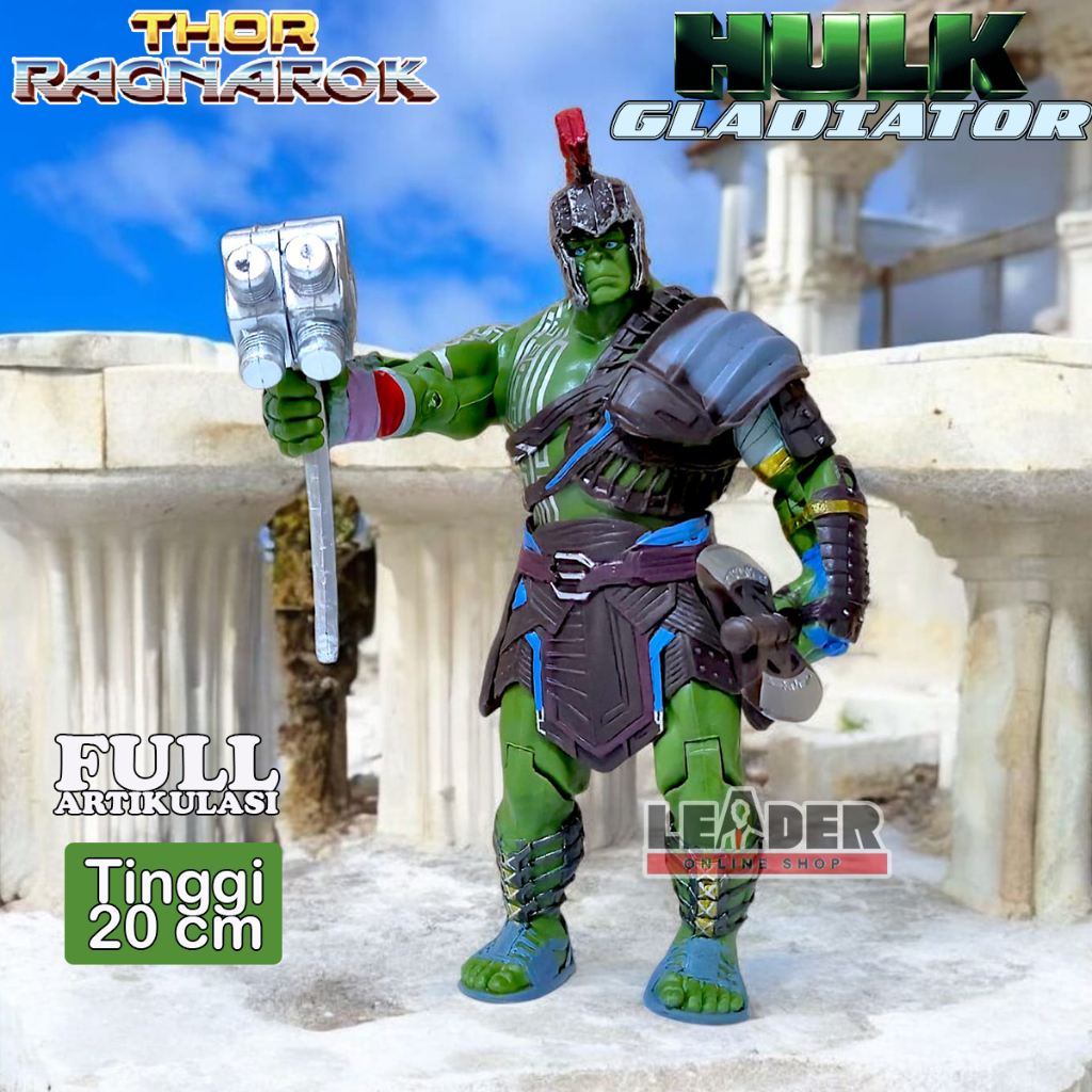 HULK GLADIATOR THOR RAGNAROK ACTION FIGURE 20cm  + AKSESORIS SUPERHERO MARVEL AVENGERS SAKAARAN WAR 