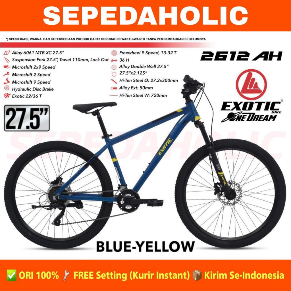 Sepeda Gunung MTB EXOTIC 2612 AH BY PACIFIC Alloy 18 Speed Rem Hidrolik Garansi Resmi