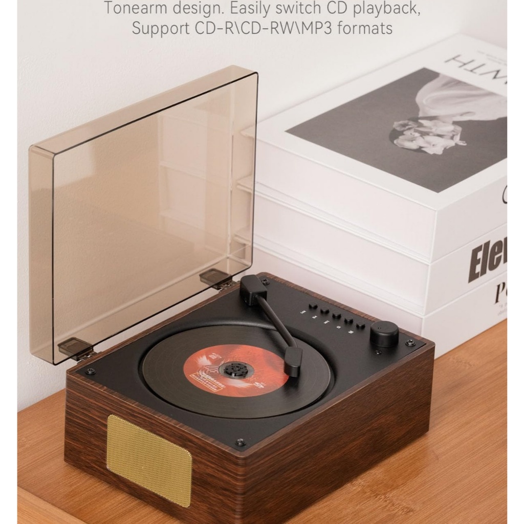 Retro CD Player CD BT USB AUX Stereo Speaker Portable CD Player Rechargeable Romote Music Player