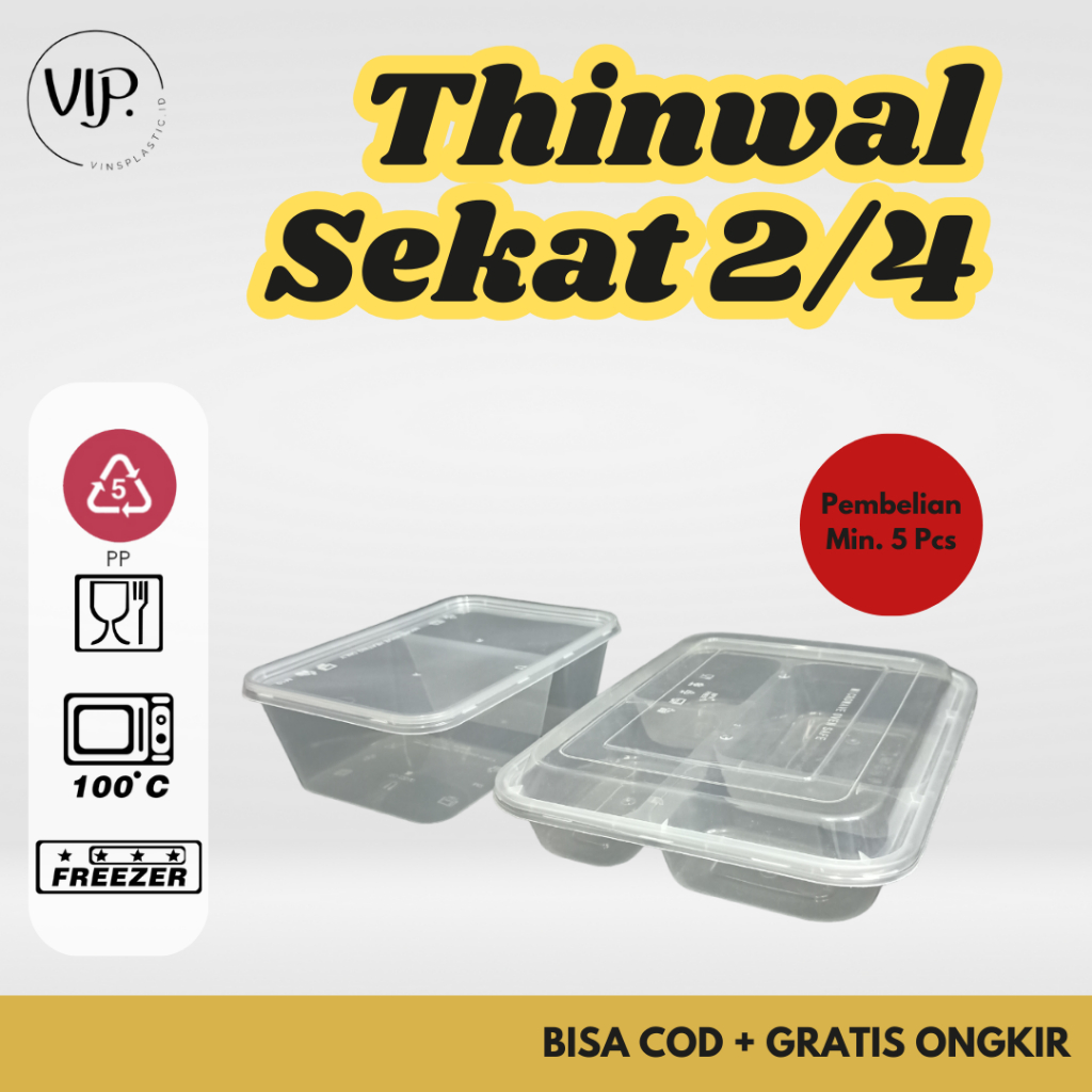 Thinwall 2 Sekat Dome | Thinwall Sekat 2 | Kotak Makan 2 Sekat | Thinwall Bento 2 Sekat