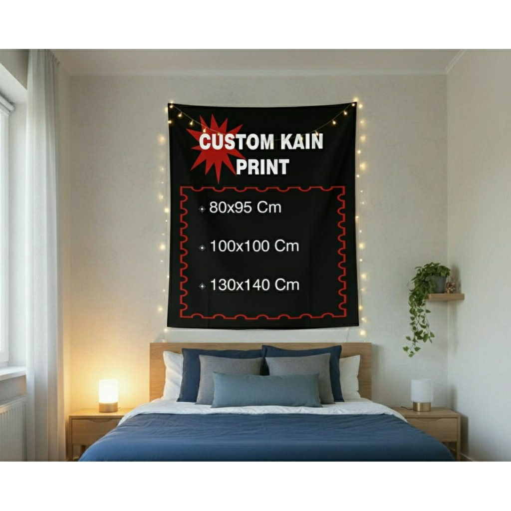 print kain custom gambar / print bendera custom pajangan dinding custom