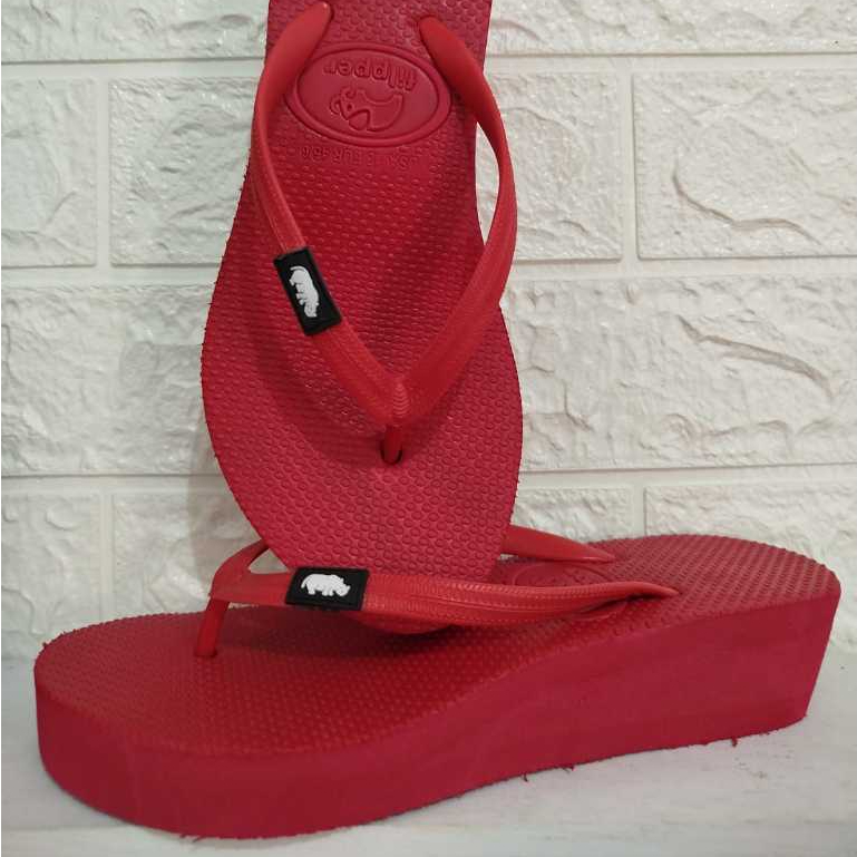 Sandal Jepit Wedges Wanita Filpper Hak 3cm Full Color