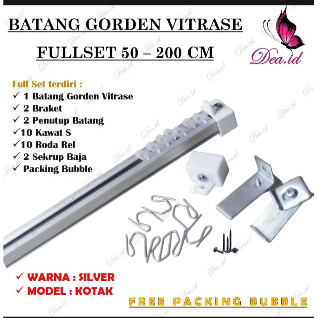 VITRASE KOTAK BATANG GORDEN VITRASE ALUMINIUM FULL SET - BESI GORDEN BATANG BALOK GORDEN KOTAK ALUMU