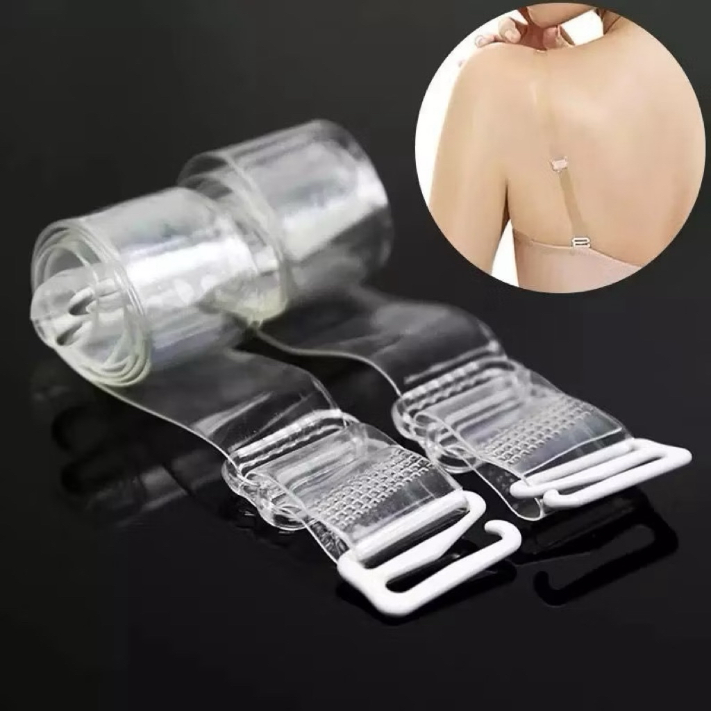 Tali Bra Transparan 1 Pasang Tali Bra Bening Set / Tali BH Transparan Bening / Bra Strap Pengait Bra