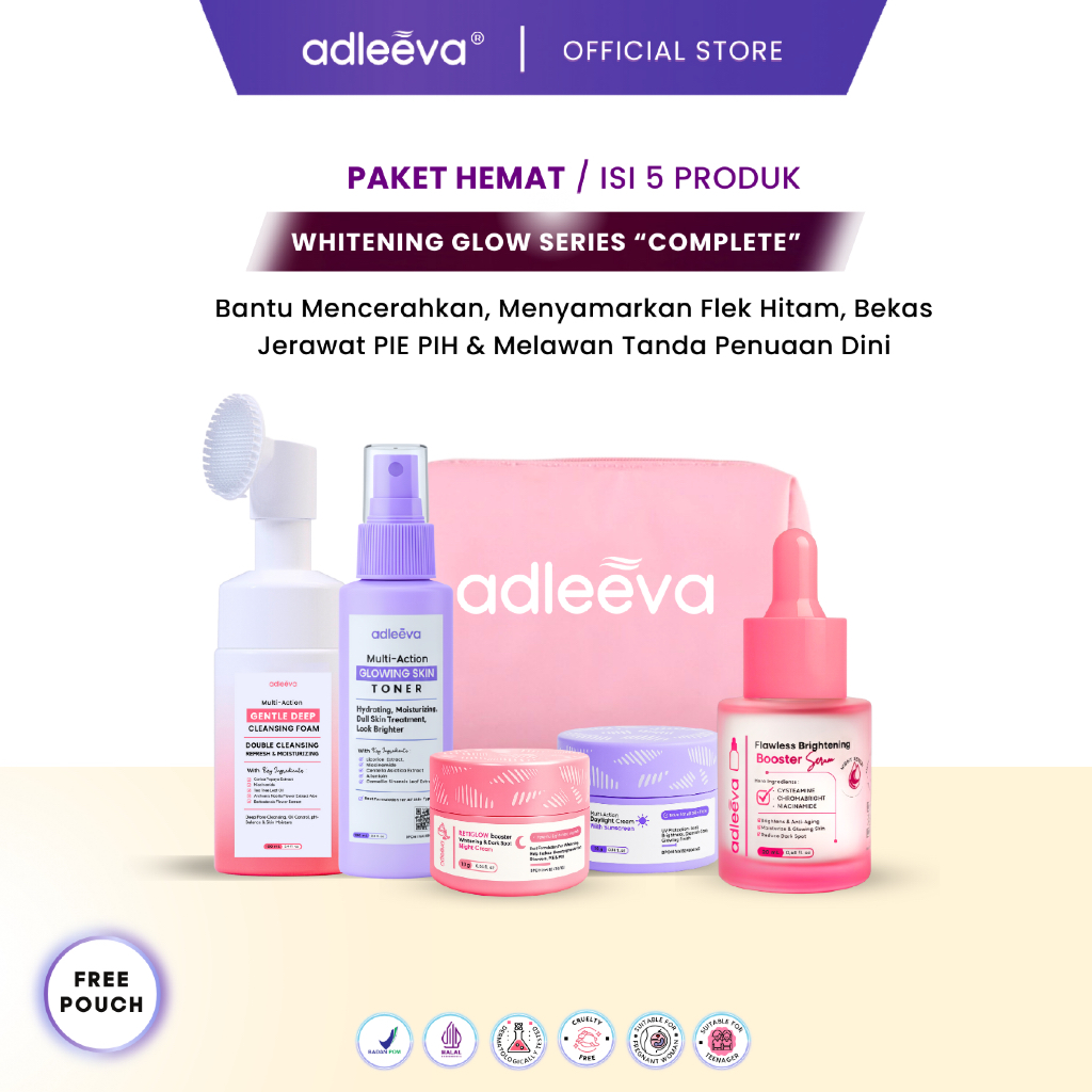 ADLEEVA Paket Hemat Whitening Glow Booster Series “COMPLETE” (Paket Isi 5)