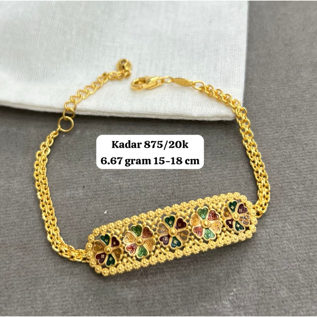 gelang dubai model papan warna emas asli 20 karat